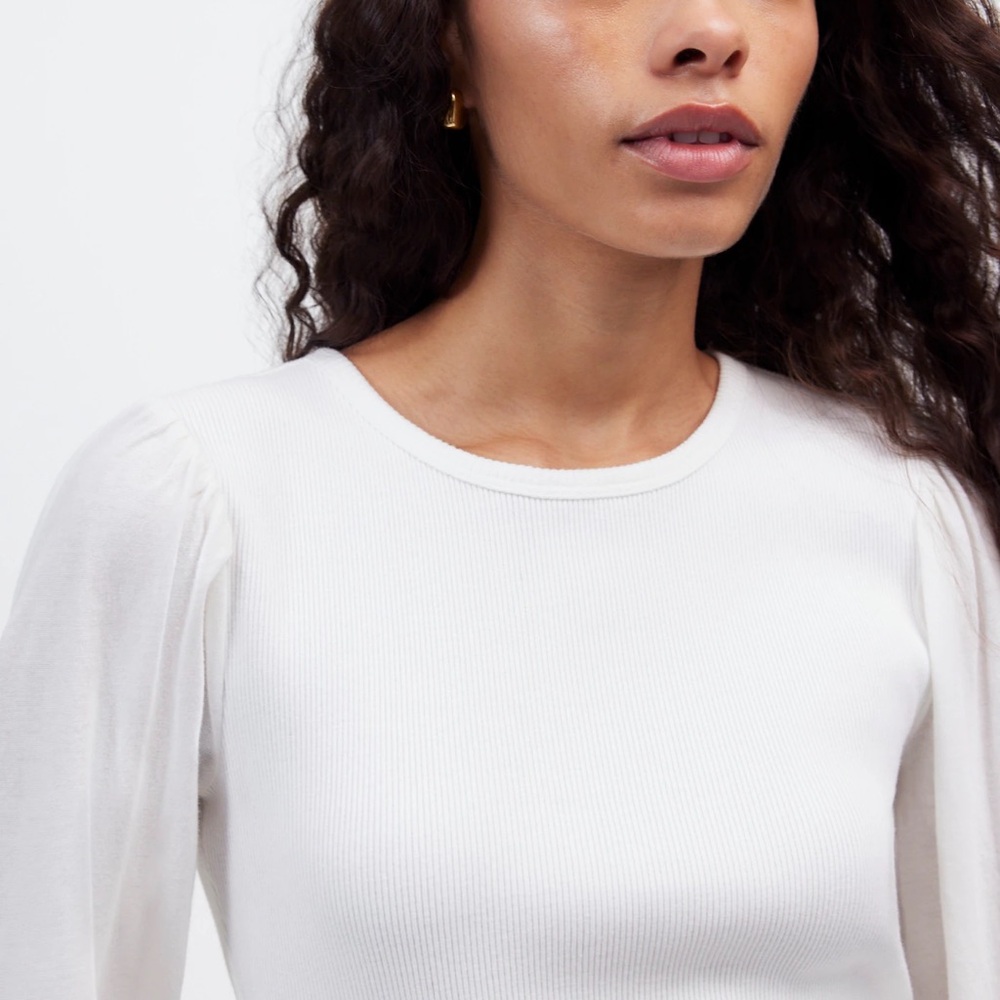 Madewell Ribbed Puff-Sleeve Top - Picture 2 of 9